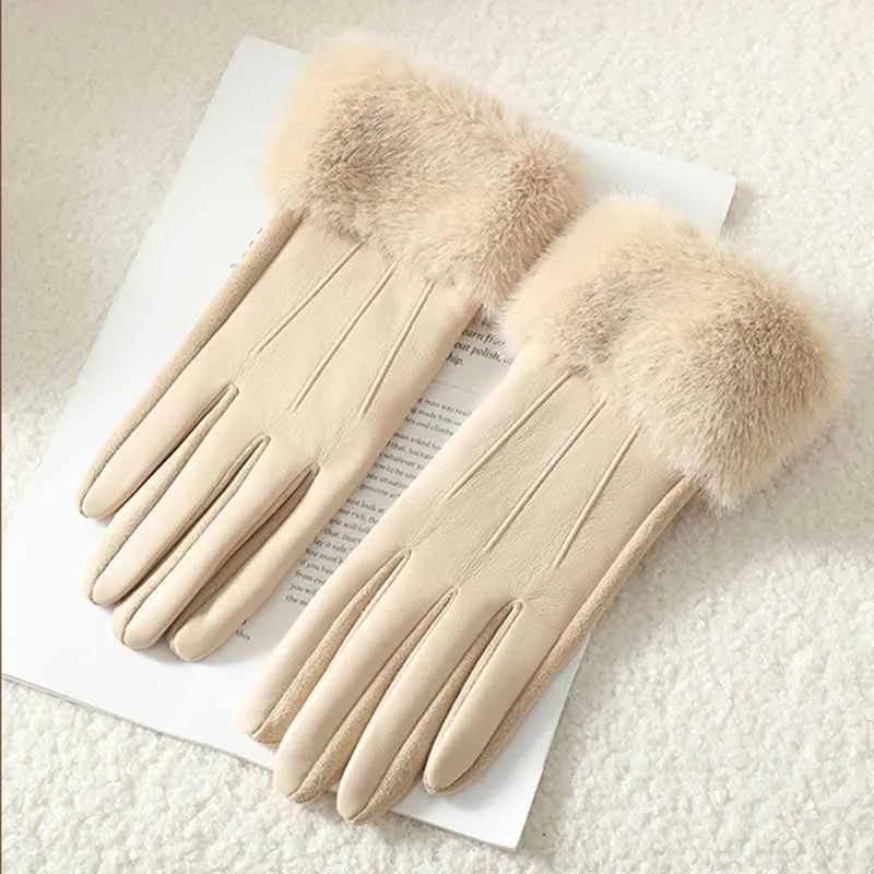 Amalie Fur Faux Leather Glove