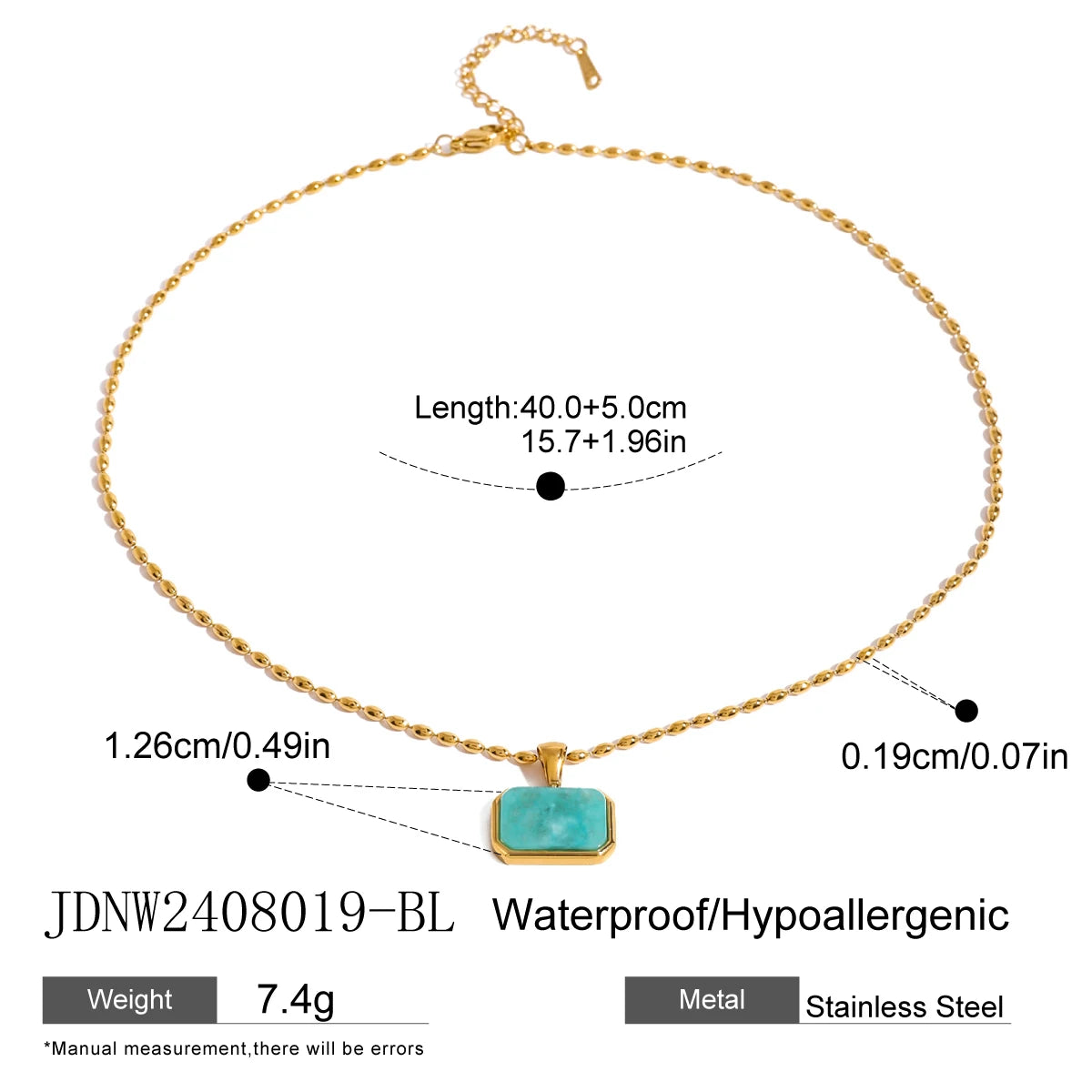 18K Gold Plated Gem Pendant Necklace