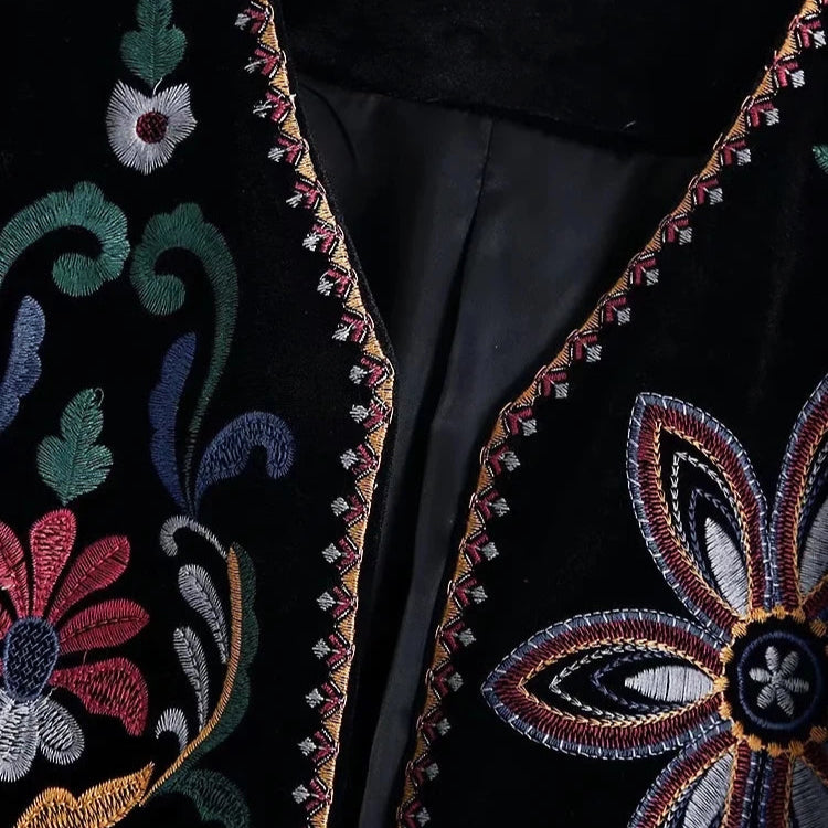 Lenora Velvet Cropped Embroidered Jacket