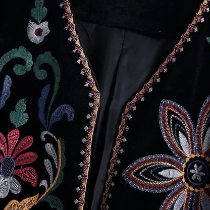 Lenora Velvet Cropped Embroidered Jacket