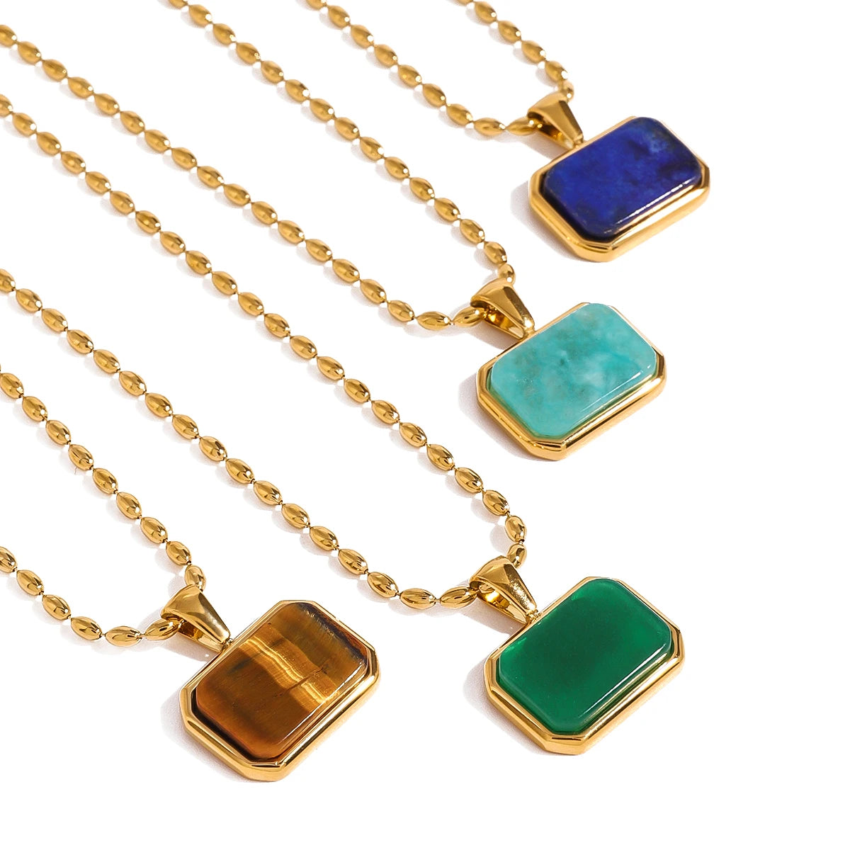 18K Gold Plated Gem Pendant Necklace