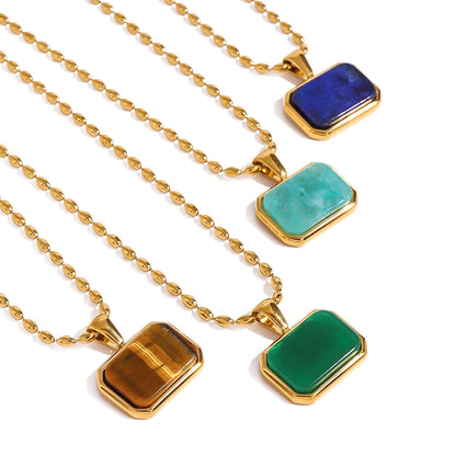 18K Gold Plated Gem Pendant Necklace