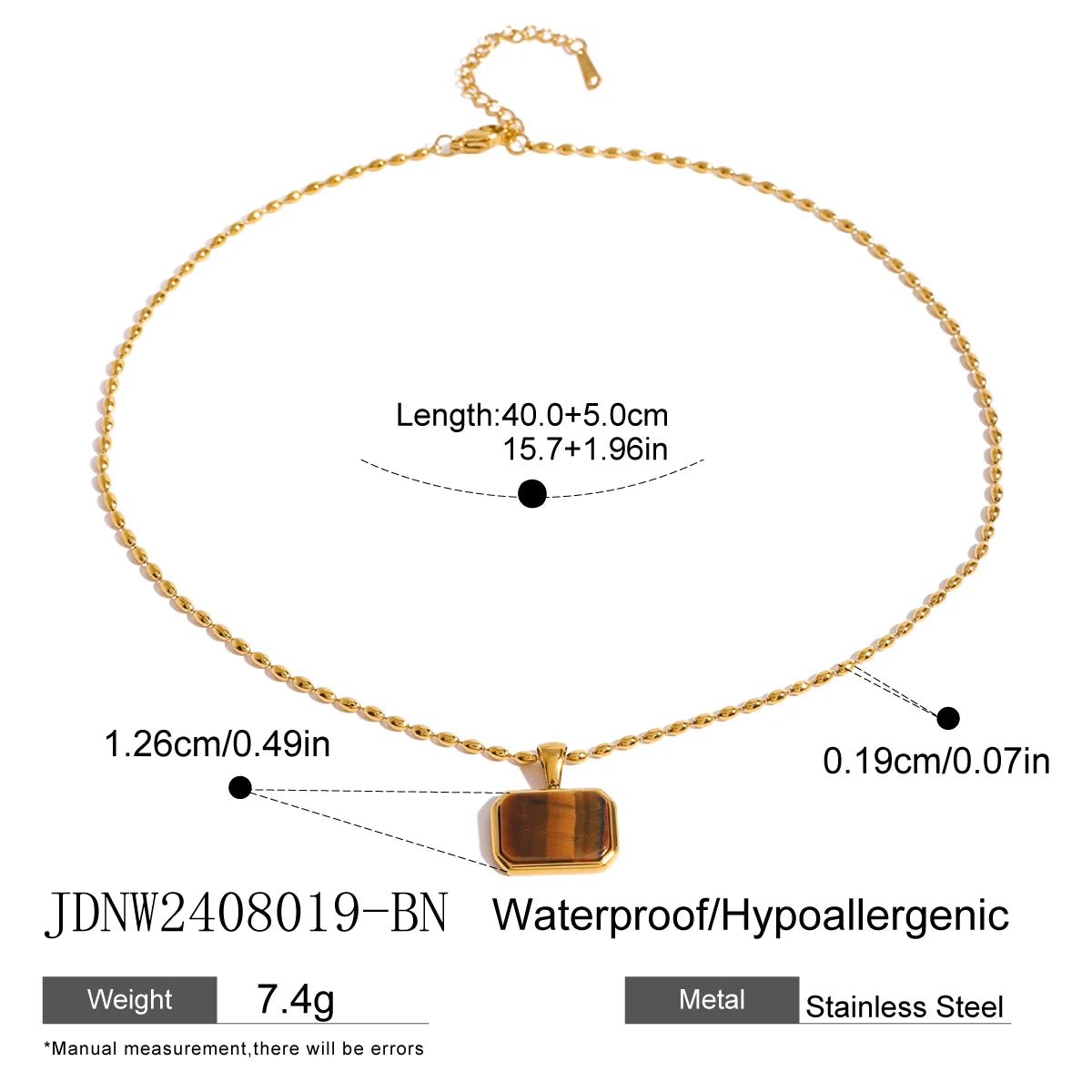 18K Gold Plated Gem Pendant Necklace