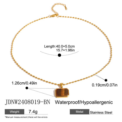 18K Gold Plated Gem Pendant Necklace