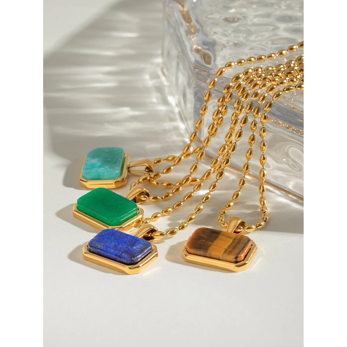 18K Gold Plated Gem Pendant Necklace
