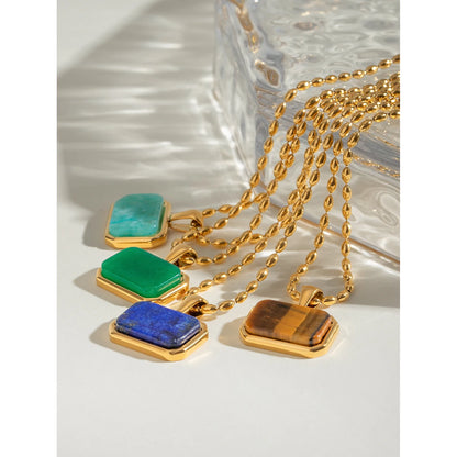 18K Gold Plated Gem Pendant Necklace