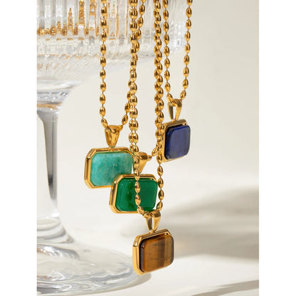 18K Gold Plated Gem Pendant Necklace