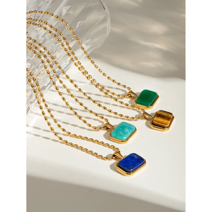 18K Gold Plated Gem Pendant Necklace