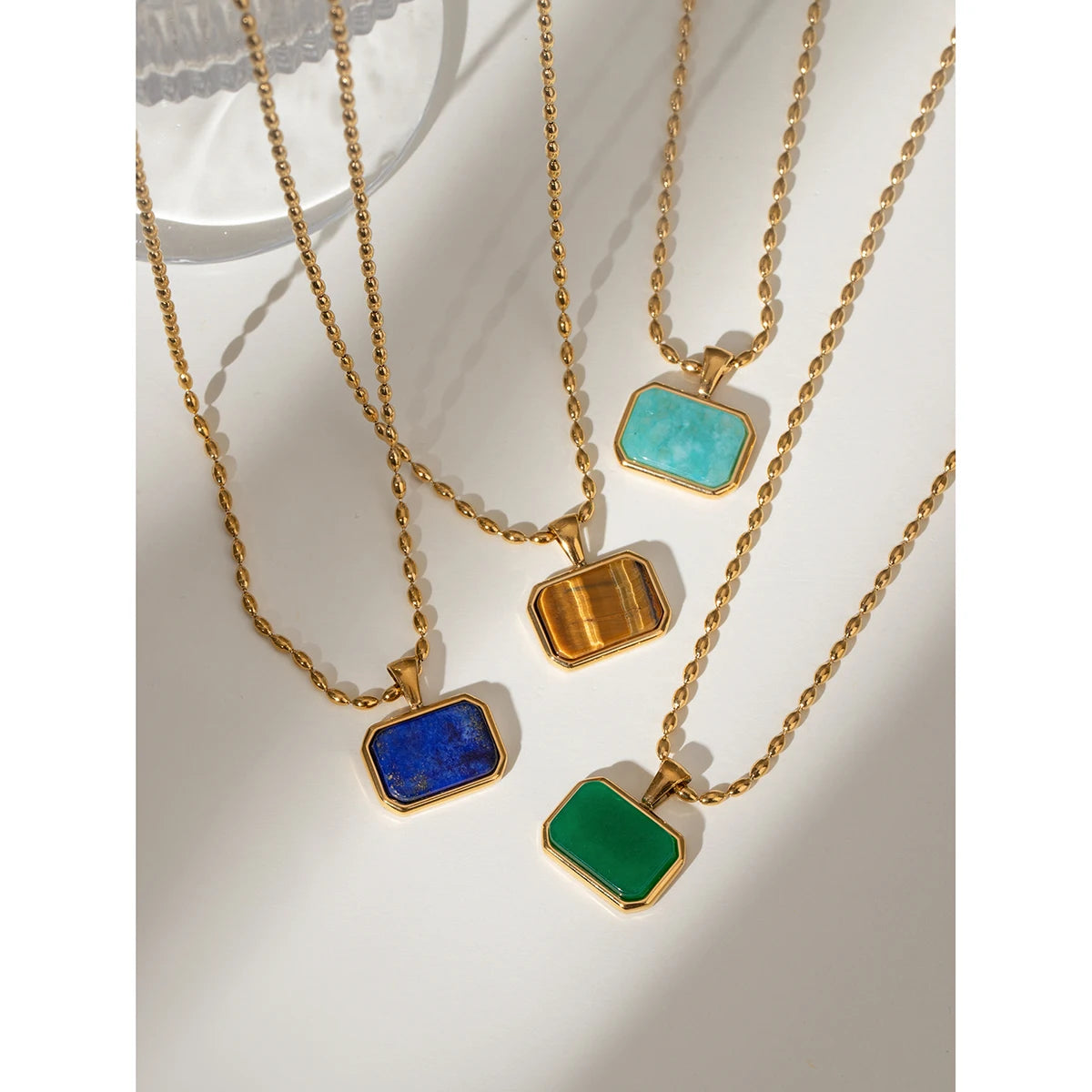 18K Gold Plated Gem Pendant Necklace