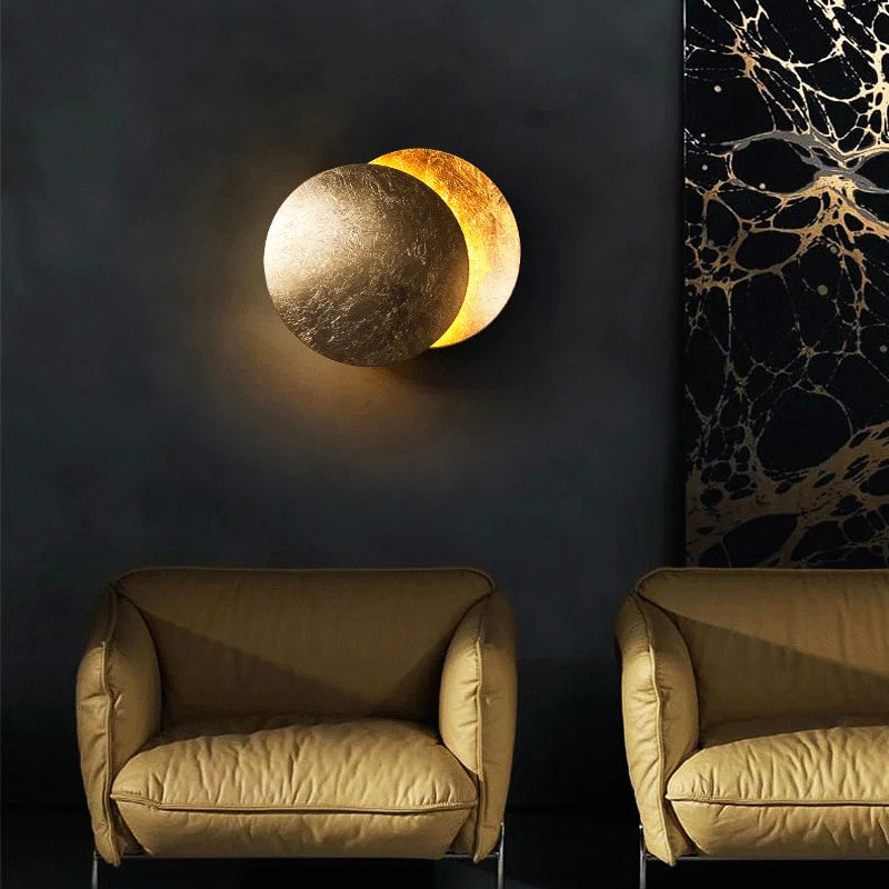 Celestial LED Brass Moon Wall Light Fixture