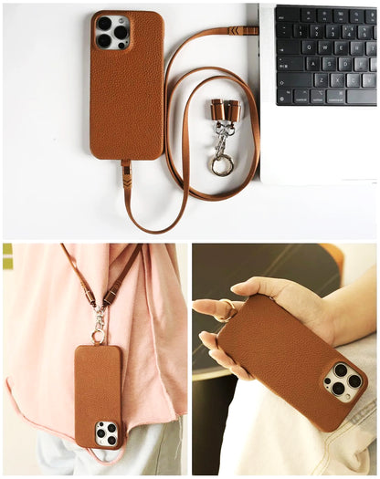 All-in-One Crossbody Leather iPhone Case