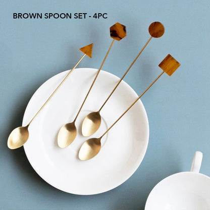 4 Piece Deco Dine Artful Gold-Plated Fork Spoon Set
