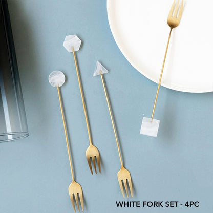 4 Piece Deco Dine Artful Gold-Plated Fork Spoon Set